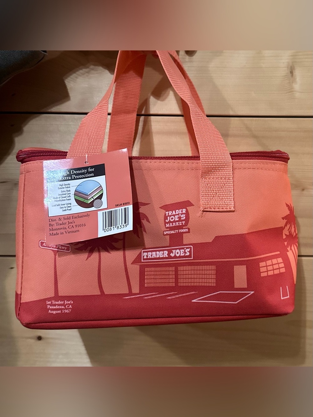 Trader Joe's Coral Tote Bag Cooler